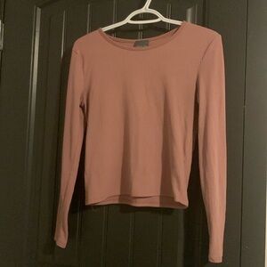 Olivia Rae Dusty Pink long sleeve ribbed shirt